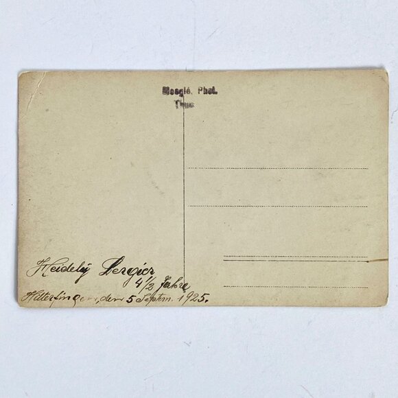 RPPC 1920s Young Swiss Girl Holding Flowers Bouquet Real Photo Postcard - Picture 3 of 5